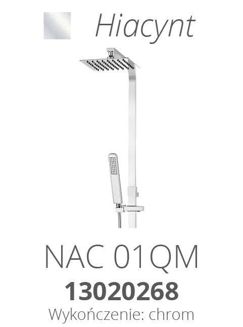 Deszczownica z mieszaczem HIACYNT NAC 01QM - kolor silver chrome połysk